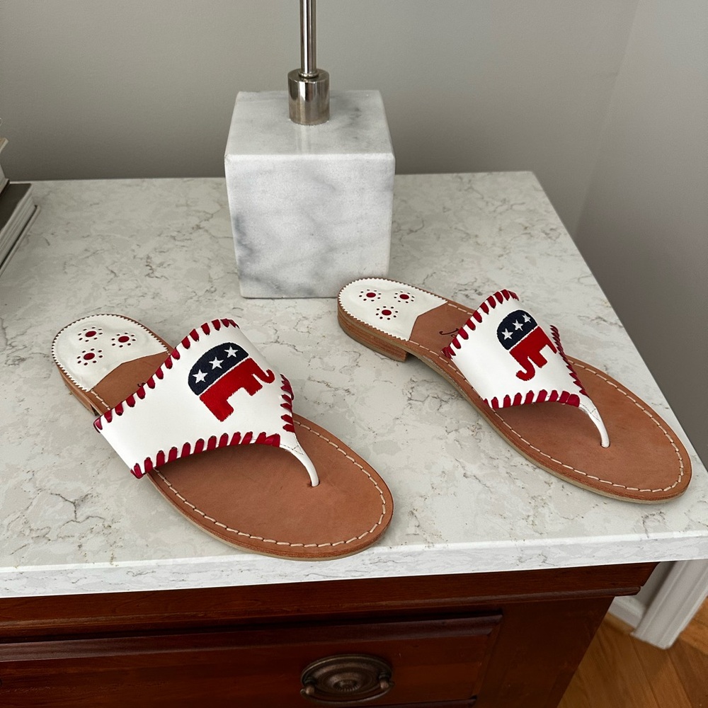Women's GOP White and Red Elephant Sandals - Picture 5 of 5